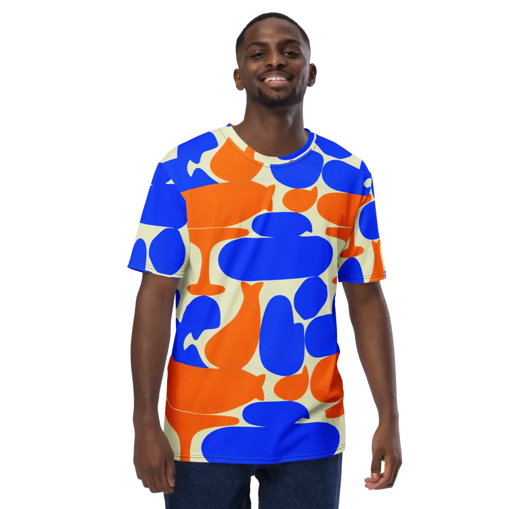 Cobalt Tangerine Totem on Men's Crew Neck T-Shirt — Front