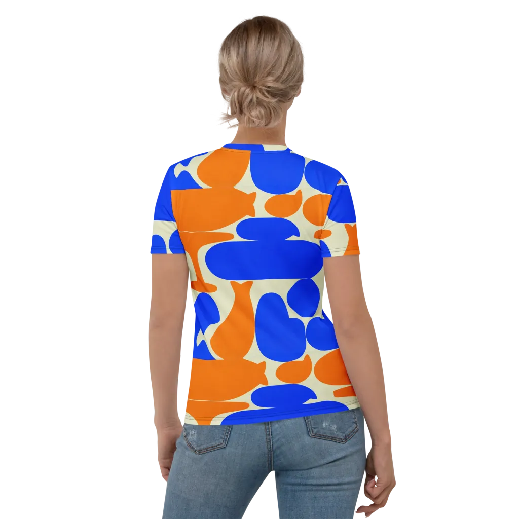 Cobalt Tangerine Totem on Women's Crew Neck T-Shirt — Back