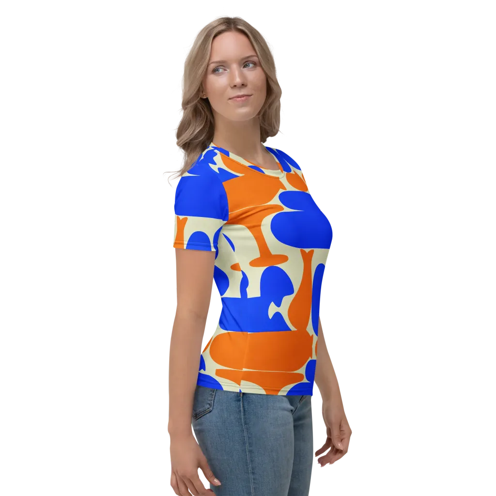 Cobalt Tangerine Totem on Women's Crew Neck T-Shirt — Right