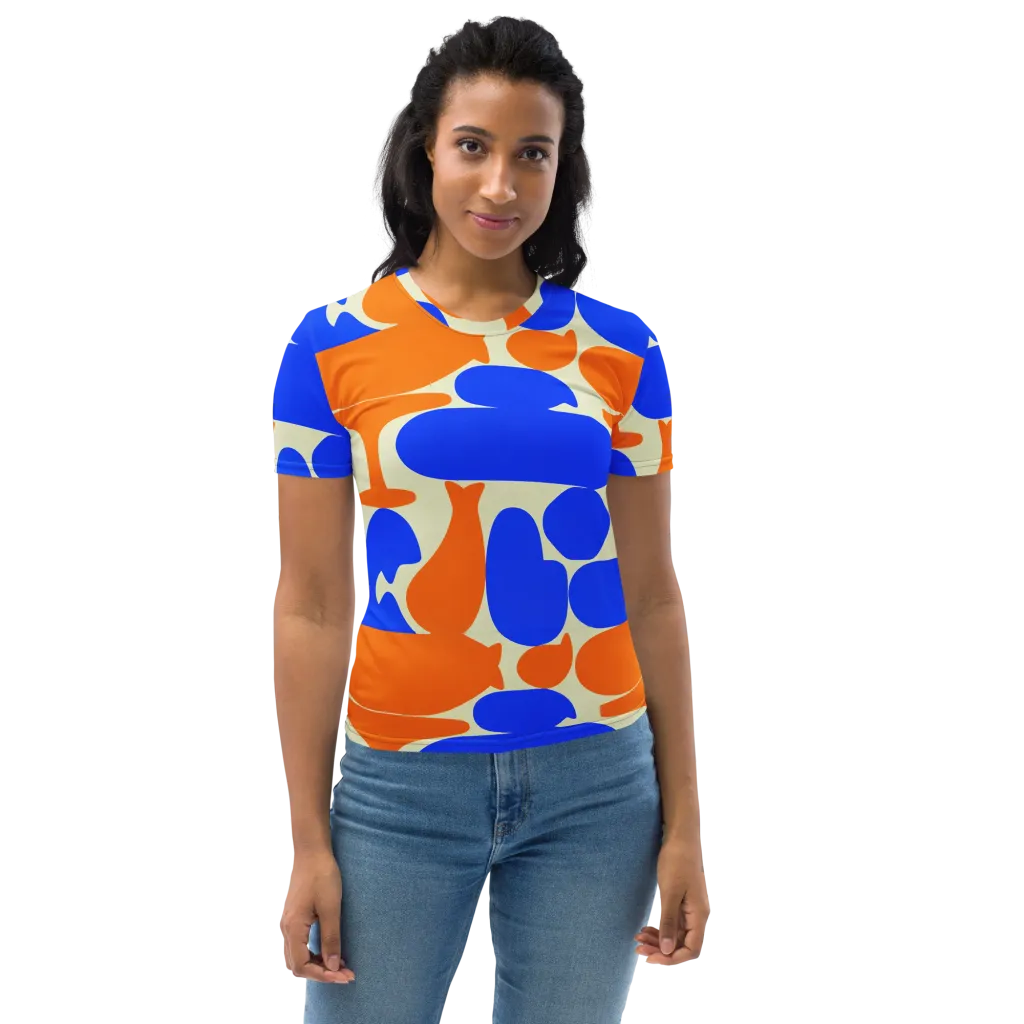 Cobalt Tangerine Totem on Women's Crew Neck T-Shirt — Front
