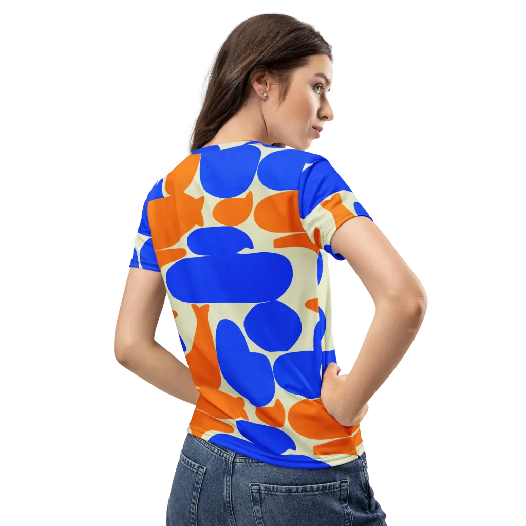 Cobalt Tangerine Totem on Women's Crew Neck T-Shirt — Back