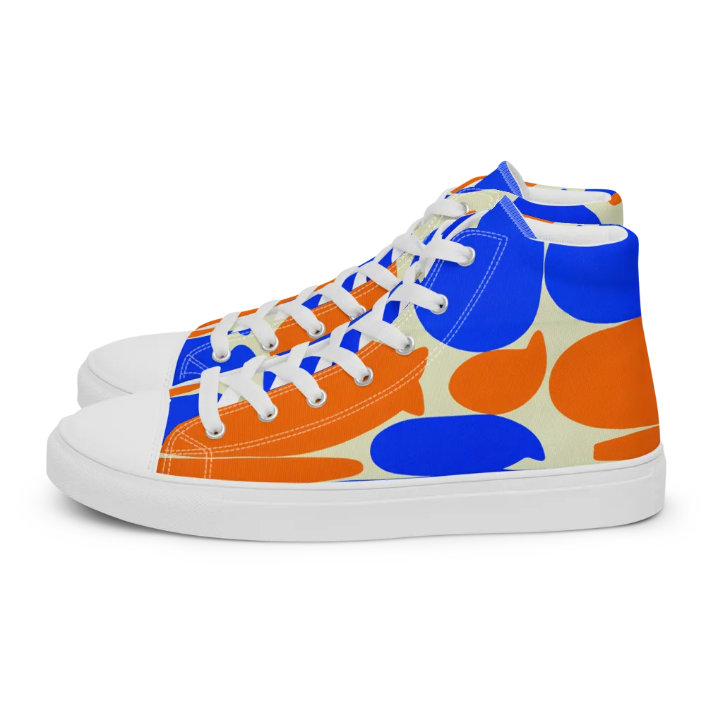 Cobalt Tangerine Totem on Women's High Top Canvas Shoes — Left