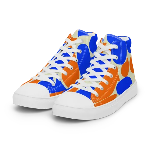 Cobalt Tangerine Totem on a Women's High Top Canvas Shoes
