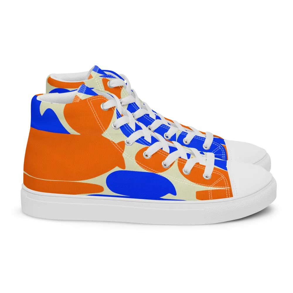 Cobalt Tangerine Totem on Women's High Top Canvas Shoes — Right