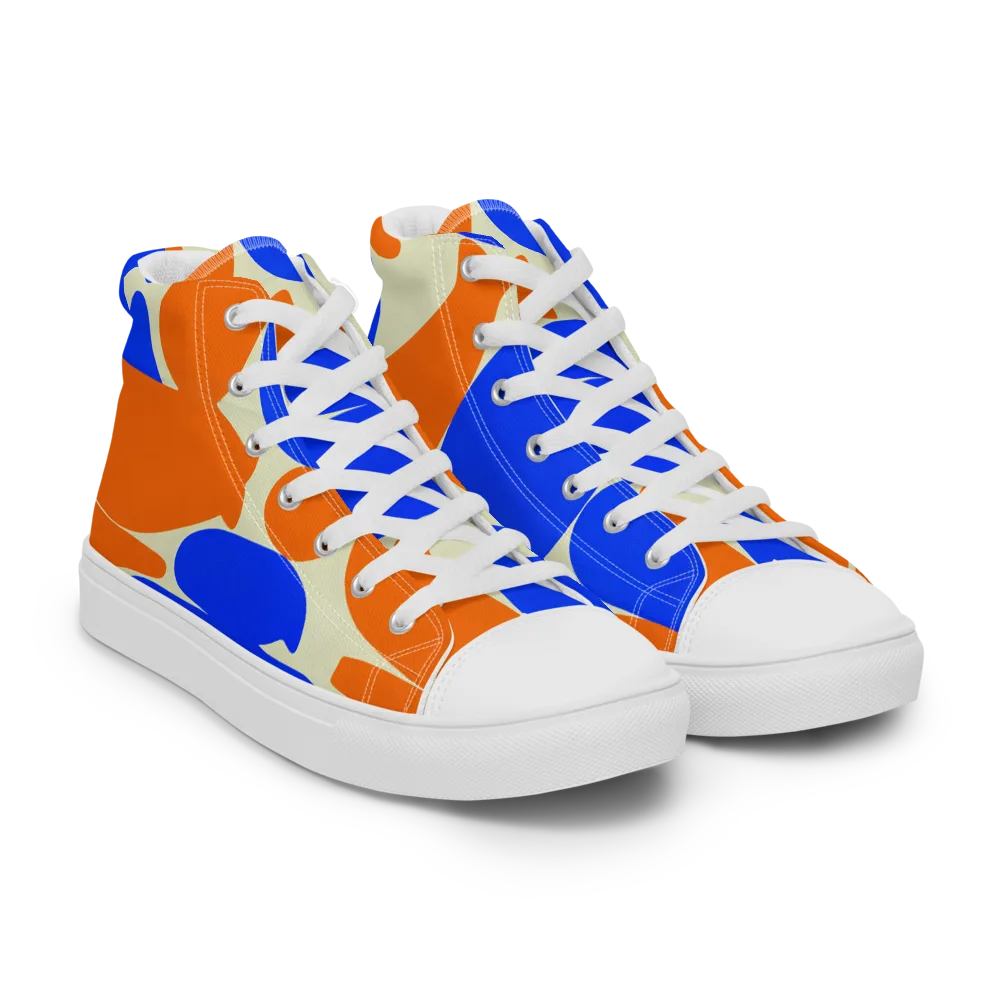 Cobalt Tangerine Totem on Women's High Top Canvas Shoes — Right Front
