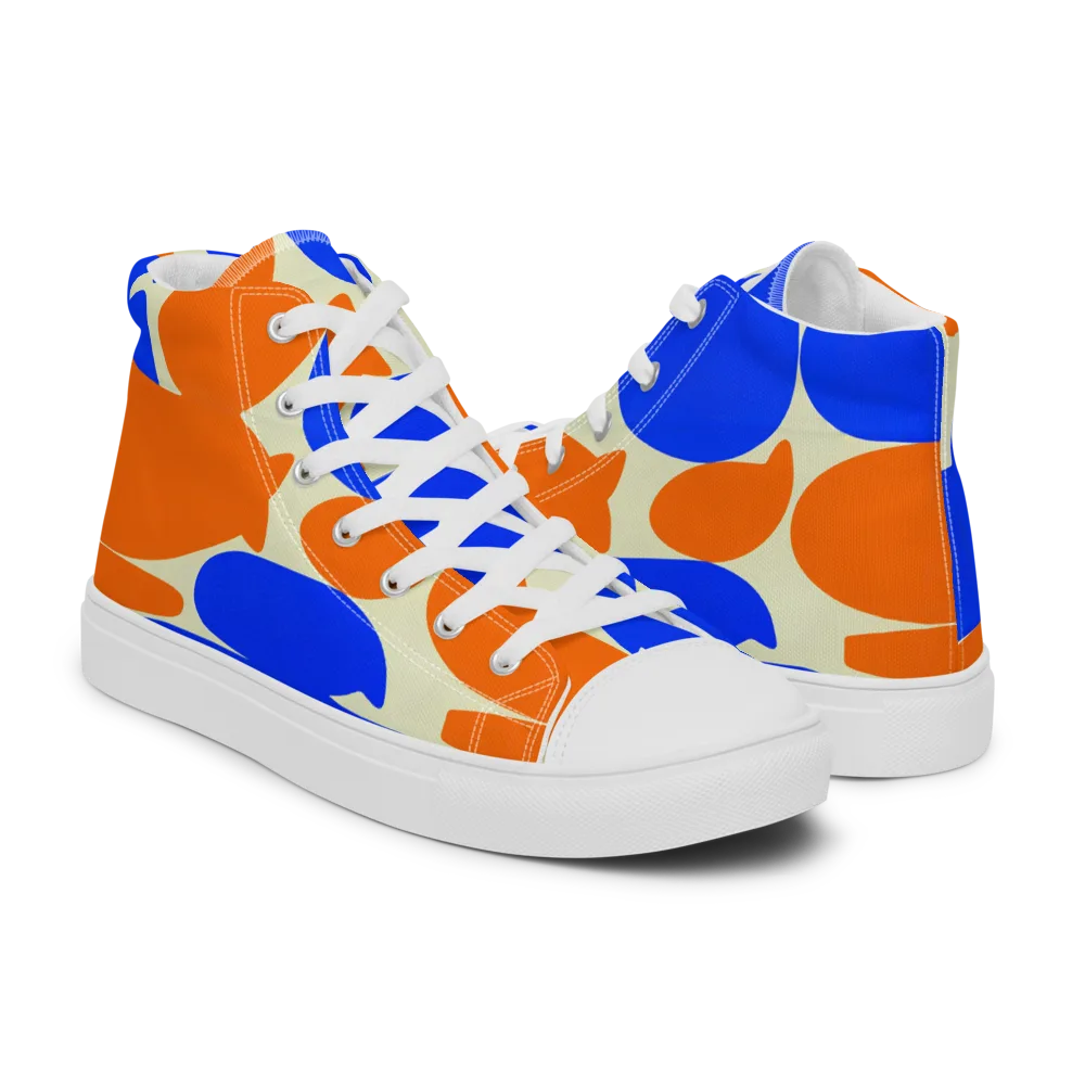 Cobalt Tangerine Totem on Women's High Top Canvas Shoes — Right