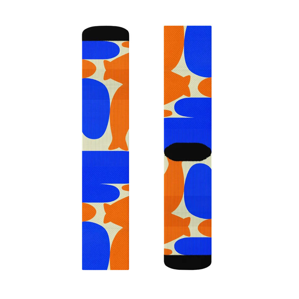 Cobalt Tangerine Totem on Socks — Left Sock