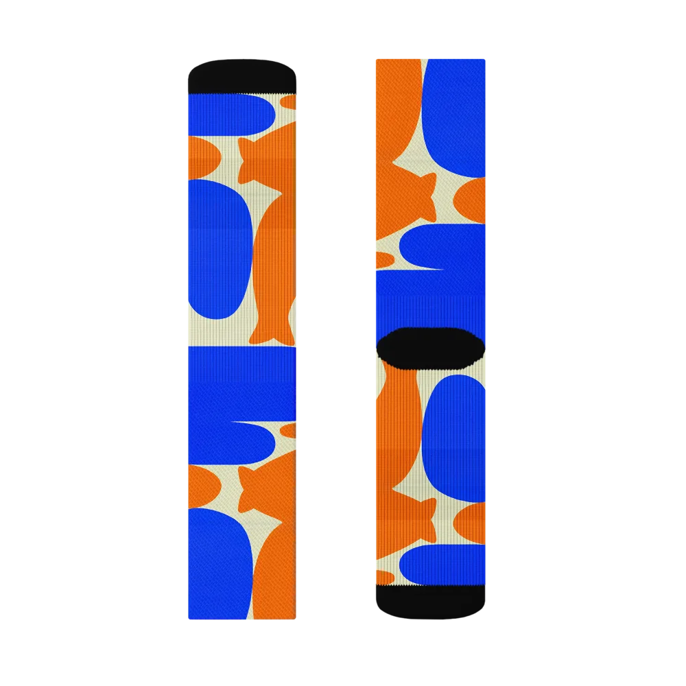 Cobalt Tangerine Totem on Socks — Right Sock