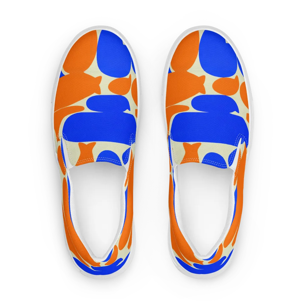 Cobalt Tangerine Totem on Women's Slip-On Canvas Shoes — Front