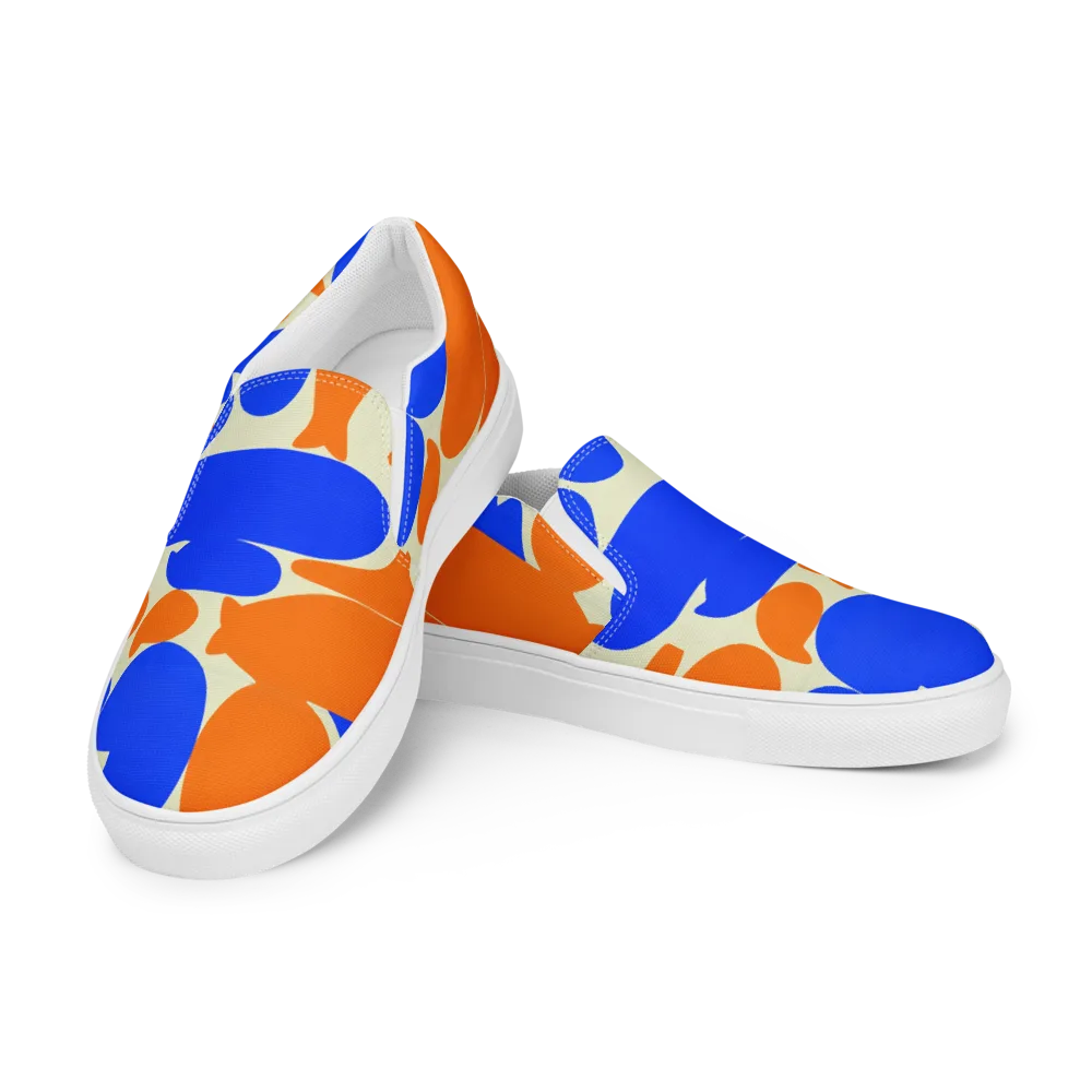 Cobalt Tangerine Totem on Women's Slip-On Canvas Shoes — Left Front