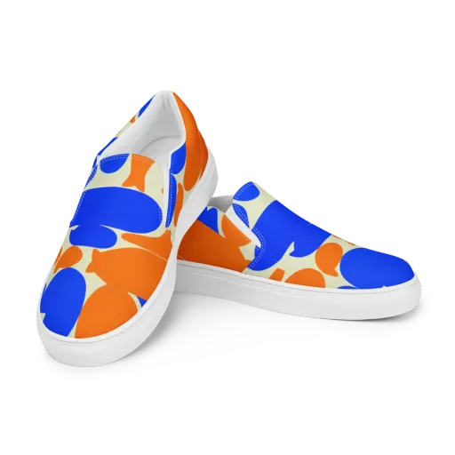 Cobalt Tangerine Totem on a Women's Slip-On Canvas Shoes