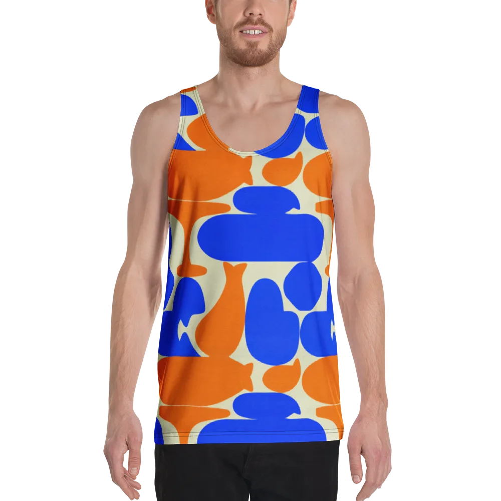 Cobalt Tangerine Totem on Men's Tank Top — Front