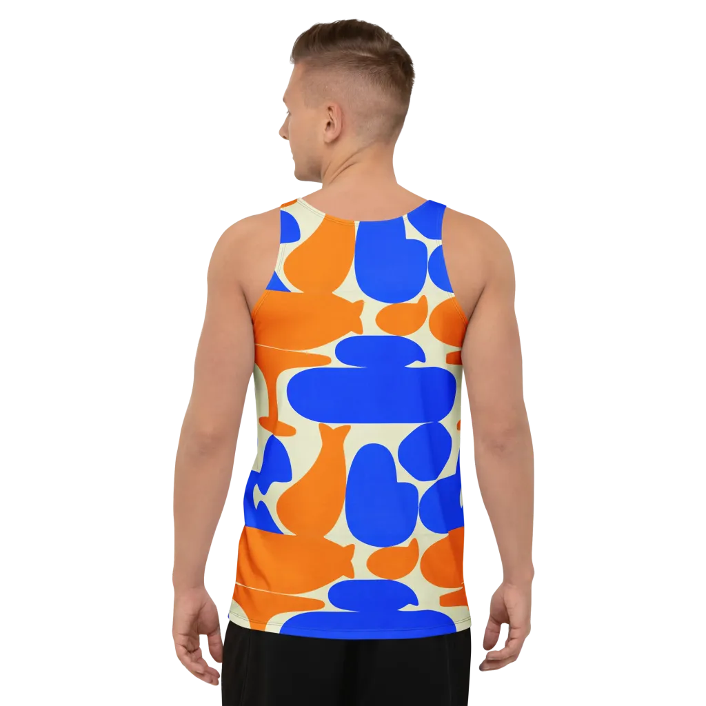 Cobalt Tangerine Totem on Men's Tank Top — Back