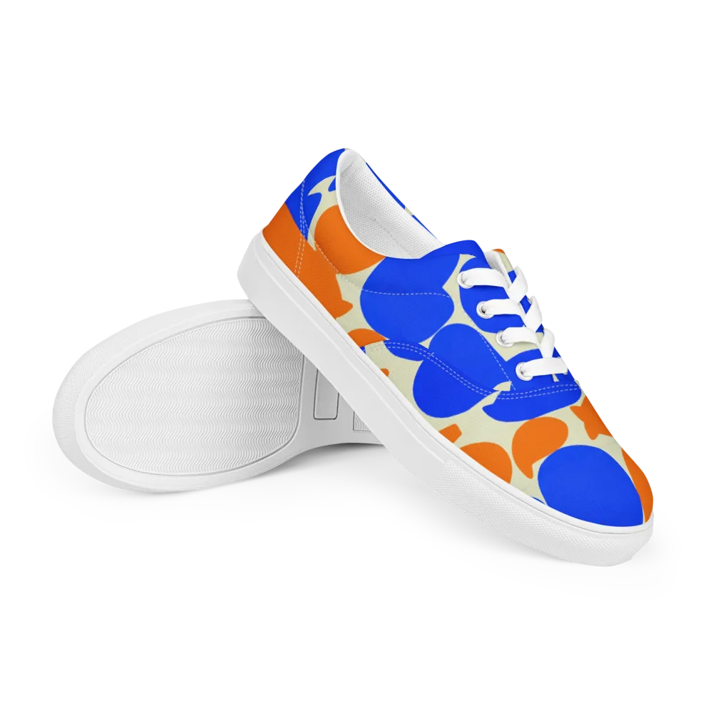 Cobalt Tangerine Totem on Men's Lace-Up Canvas Shoes — Right Front