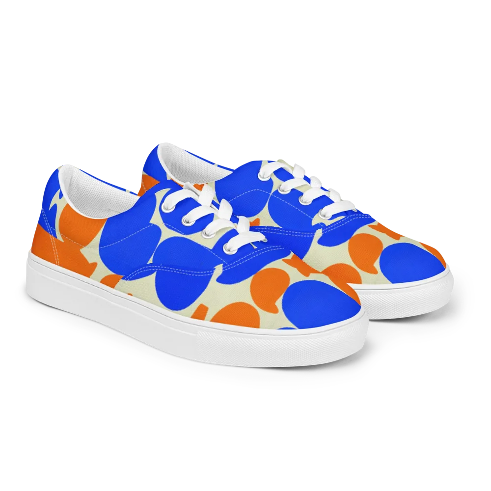 Cobalt Tangerine Totem on Men's Lace-Up Canvas Shoes — Right Front