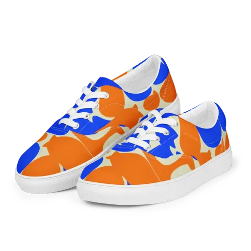 Cobalt Tangerine Totem on a Men's Lace-Up Canvas Shoes