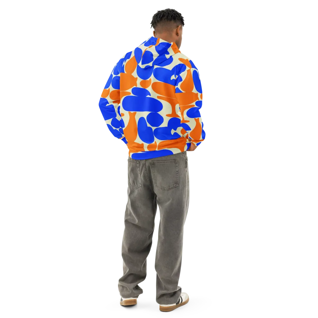 Cobalt Tangerine Totem on Cotton Hoodie — Back