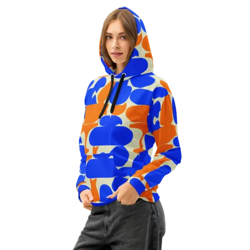 Cobalt Tangerine Totem on a Cotton Hoodie