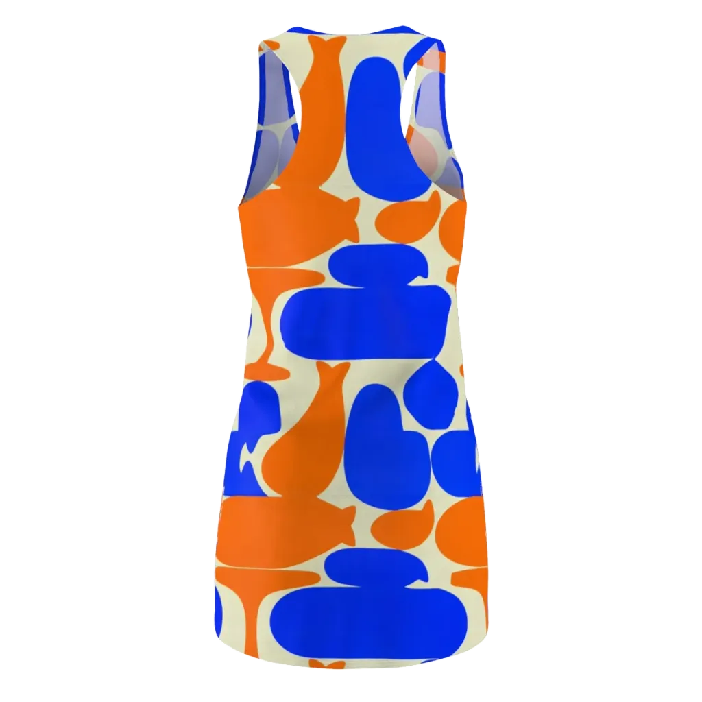 Cobalt Tangerine Totem on Racerback Dress — Back