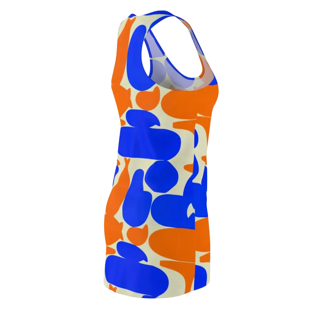 Cobalt Tangerine Totem on Racerback Dress — Back Side