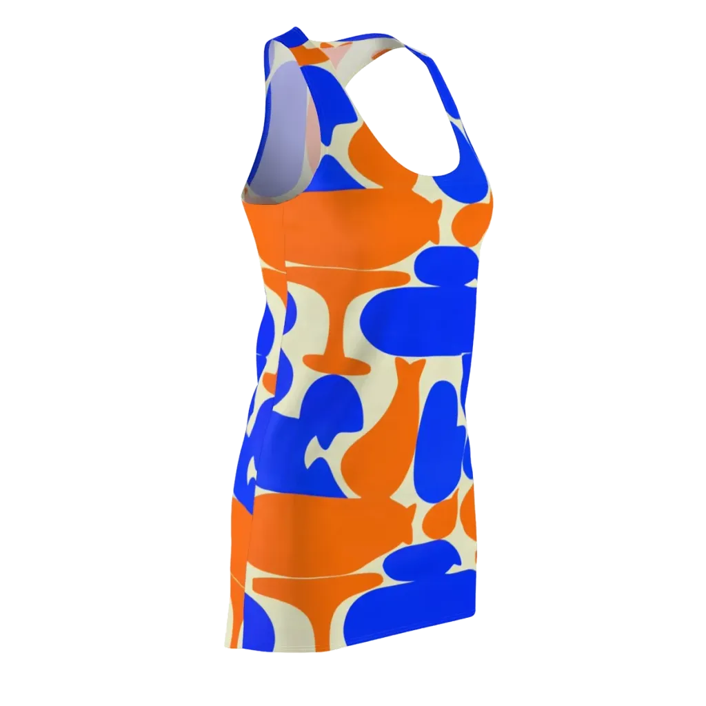 Cobalt Tangerine Totem on Racerback Dress — Front Side