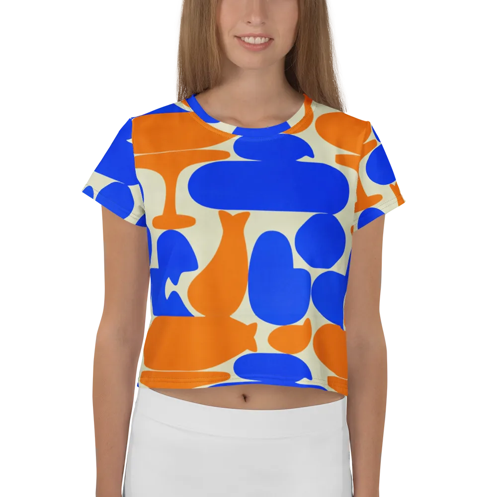 Cobalt Tangerine Totem on Crop Tee — Front