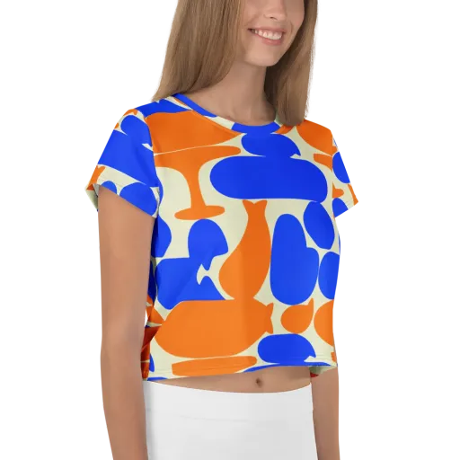 Cobalt Tangerine Totem on a Crop Tee