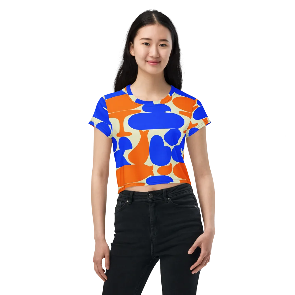 Cobalt Tangerine Totem on Crop Tee — Front