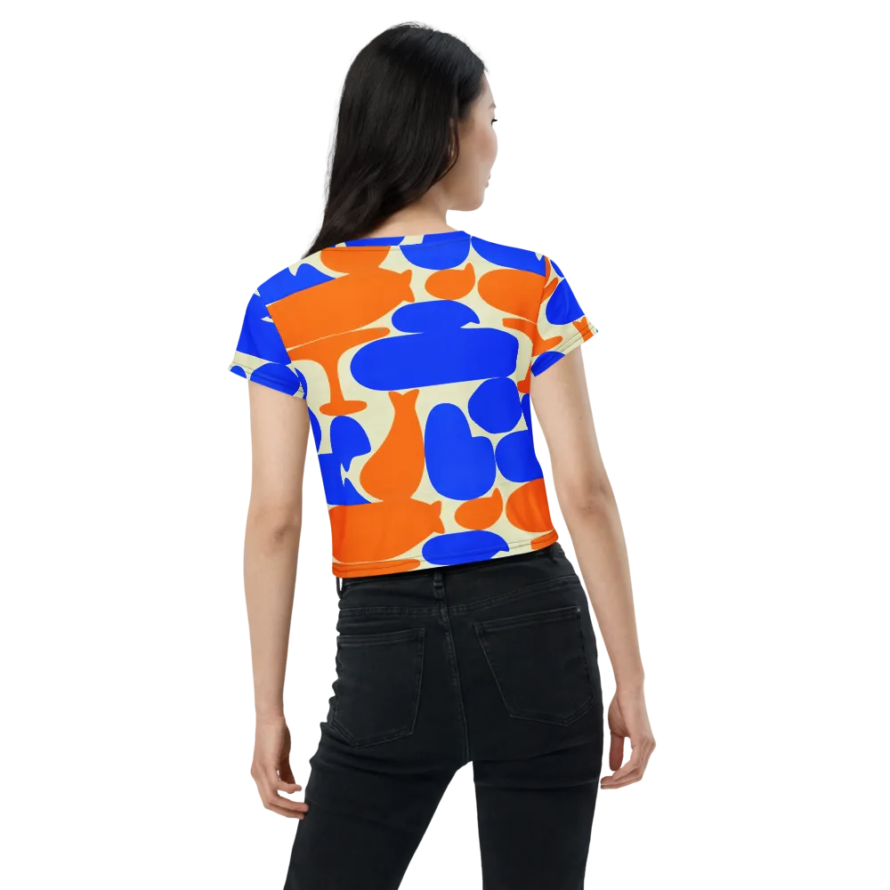 Cobalt Tangerine Totem on Crop Tee — Back