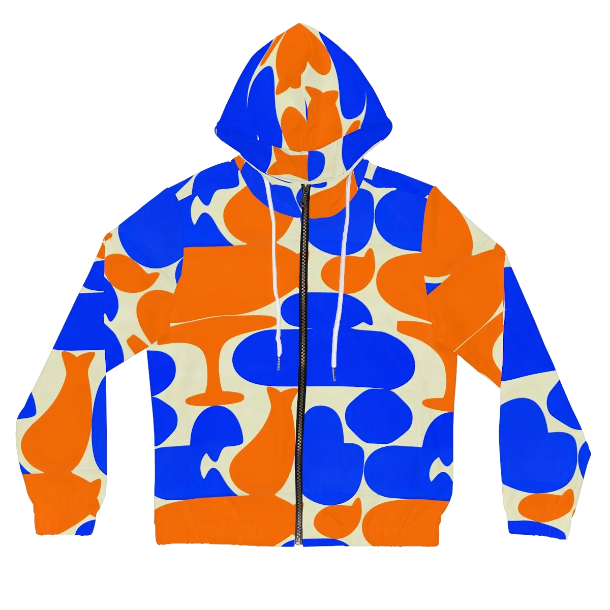 Cobalt Tangerine Totem on Women's Full-Zip Hoodie — Front
