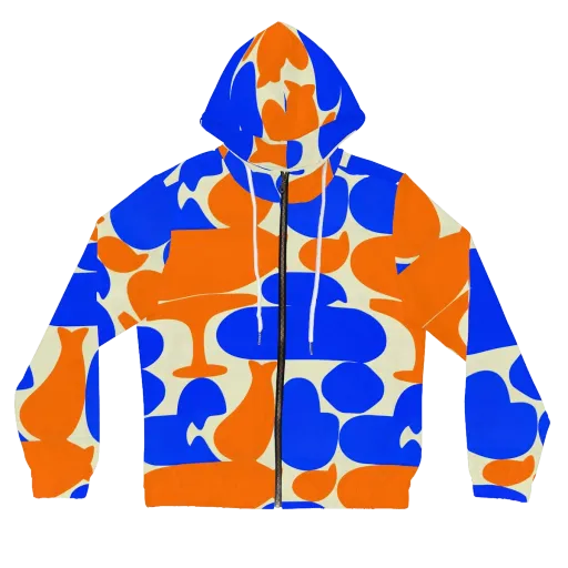 Cobalt Tangerine Totem on a Women's Full-Zip Hoodie