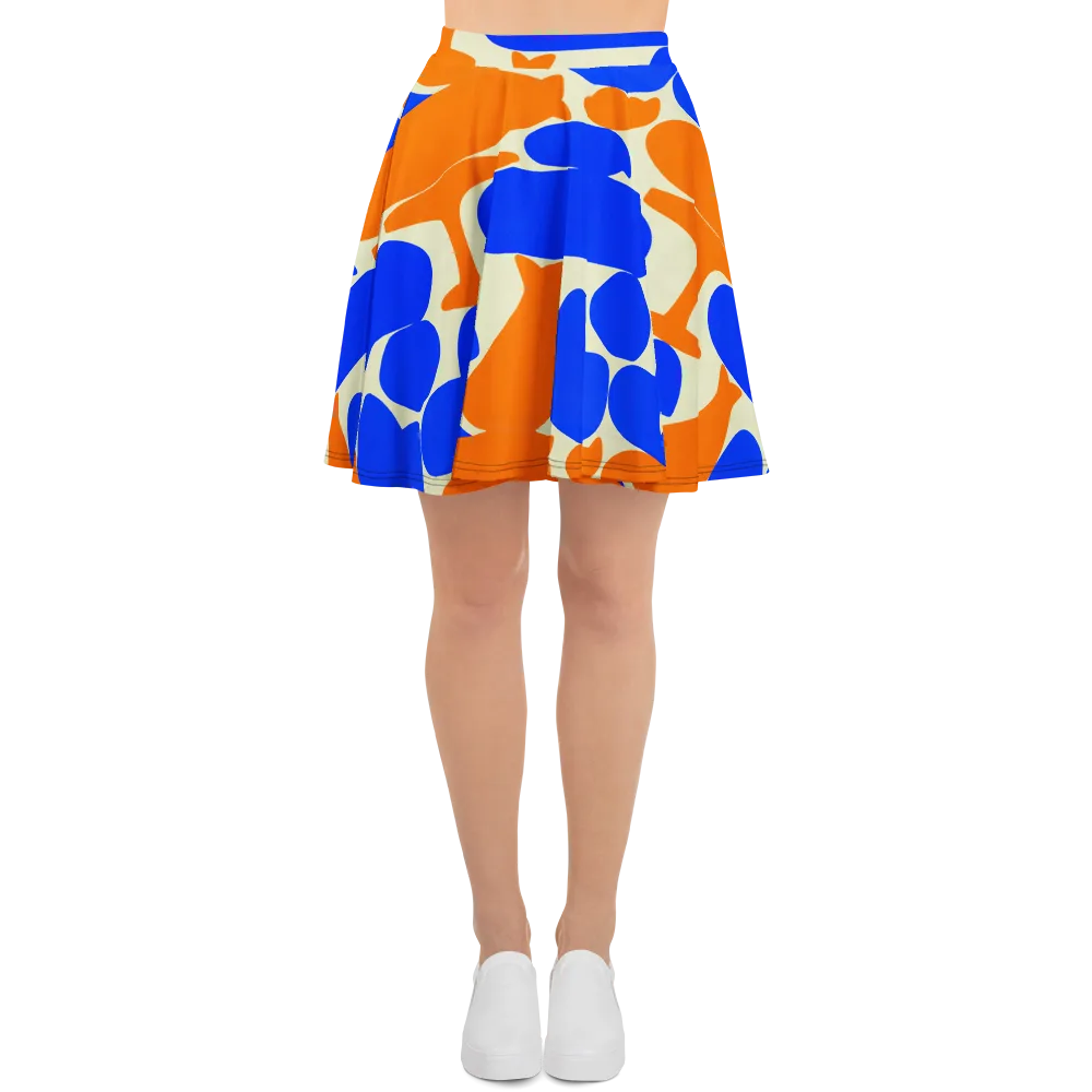 Cobalt Tangerine Totem on Skater Skirt — Front
