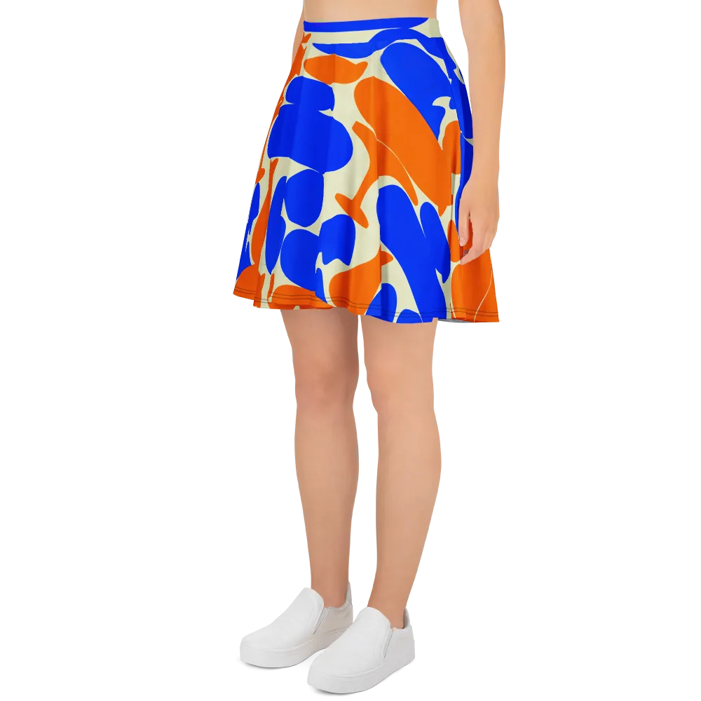 Cobalt Tangerine Totem on Skater Skirt — Left