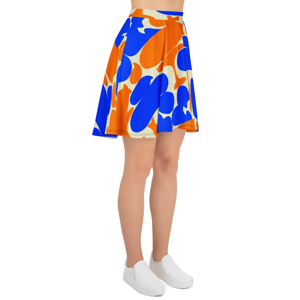 Cobalt Tangerine Totem on Skater Skirt — Right