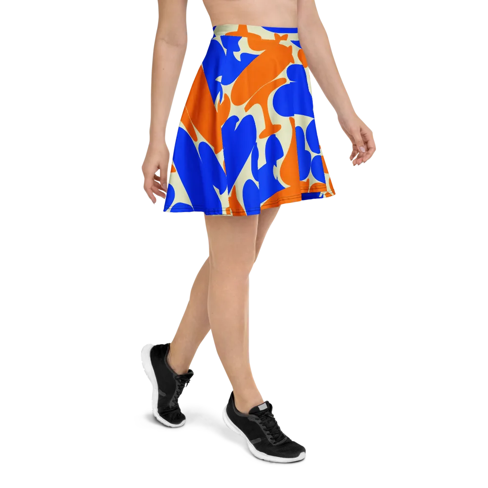 Cobalt Tangerine Totem on Skater Skirt — Right