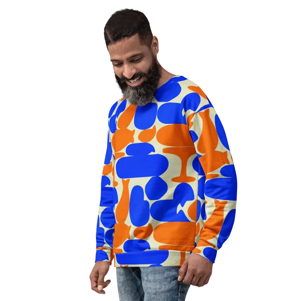 Cobalt Tangerine Totem on Sweatshirt — Left Front