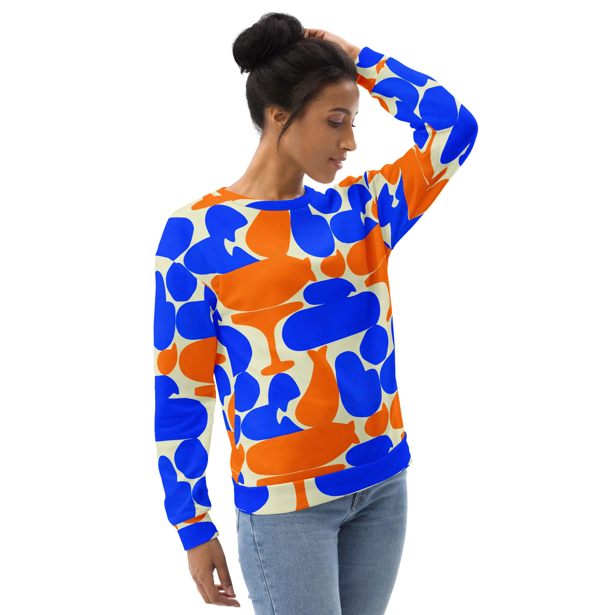 Cobalt Tangerine Totem on Sweatshirt — Right Front