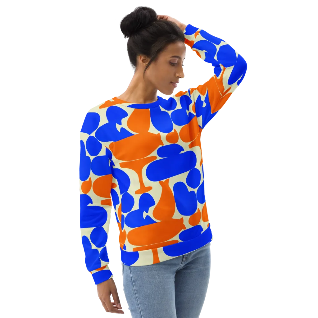 Cobalt Tangerine Totem on Sweatshirt — Right Front