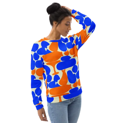 Cobalt Tangerine Totem on a Sweatshirt