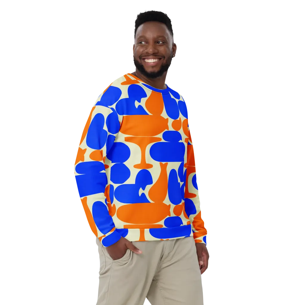 Cobalt Tangerine Totem on Sweatshirt — Front