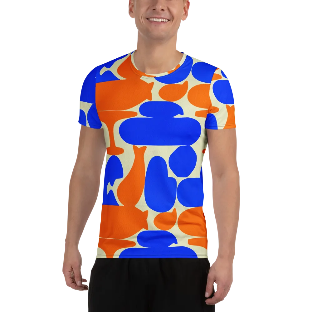 Cobalt Tangerine Totem on Men's Athletic T-Shirt — Front