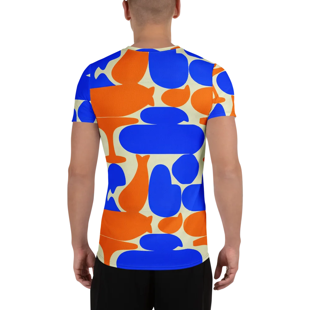 Cobalt Tangerine Totem on Men's Athletic T-Shirt — Back