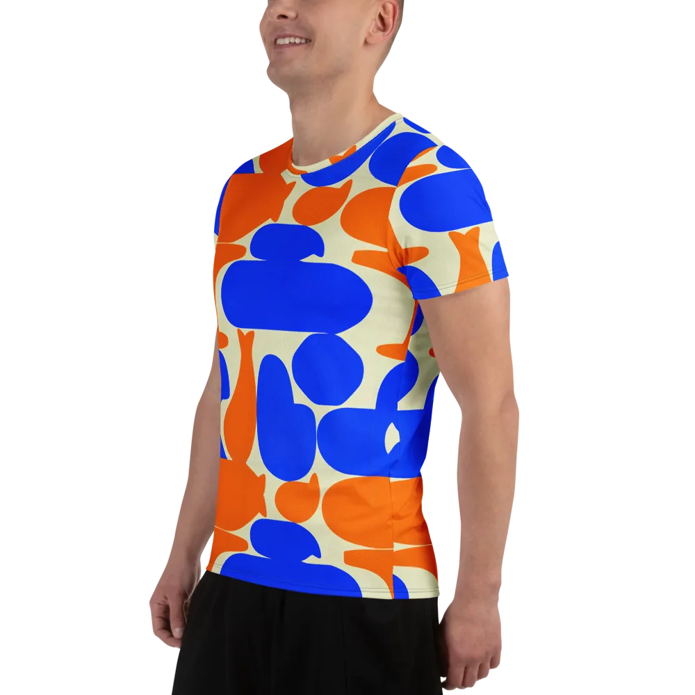 Cobalt Tangerine Totem on Men's Athletic T-Shirt — Left