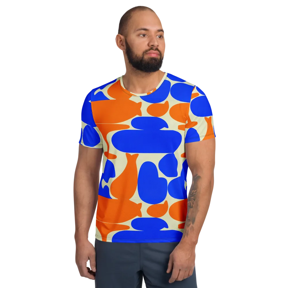 Cobalt Tangerine Totem on Men's Athletic T-Shirt — Front
