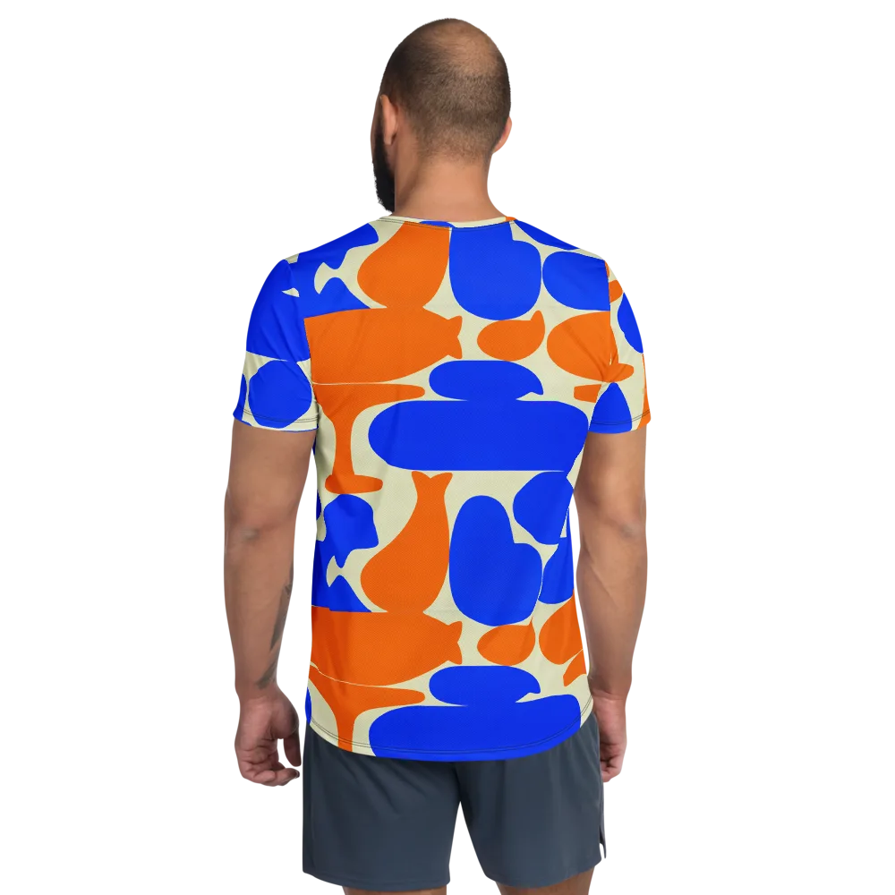 Cobalt Tangerine Totem on Men's Athletic T-Shirt — Back
