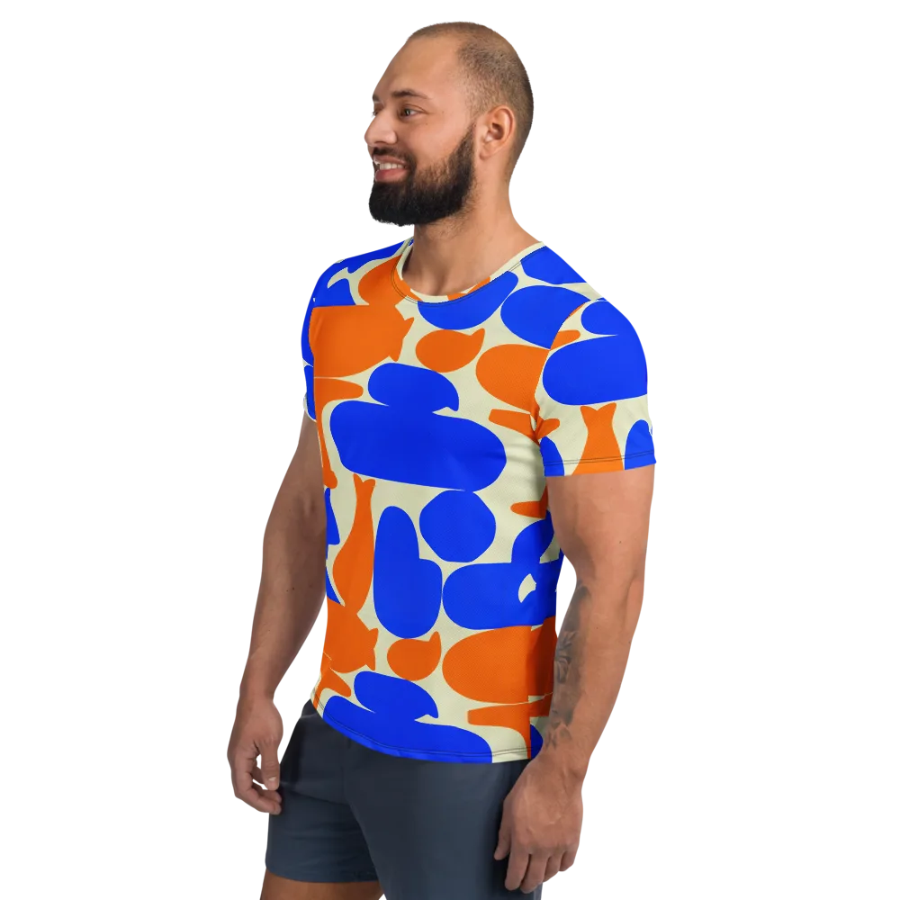 Cobalt Tangerine Totem on Men's Athletic T-Shirt — Left