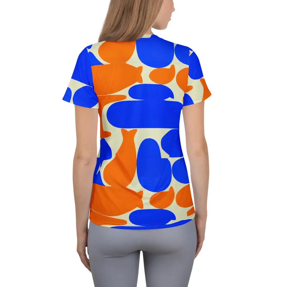 Cobalt Tangerine Totem on Women's Athletic T-Shirt — Back
