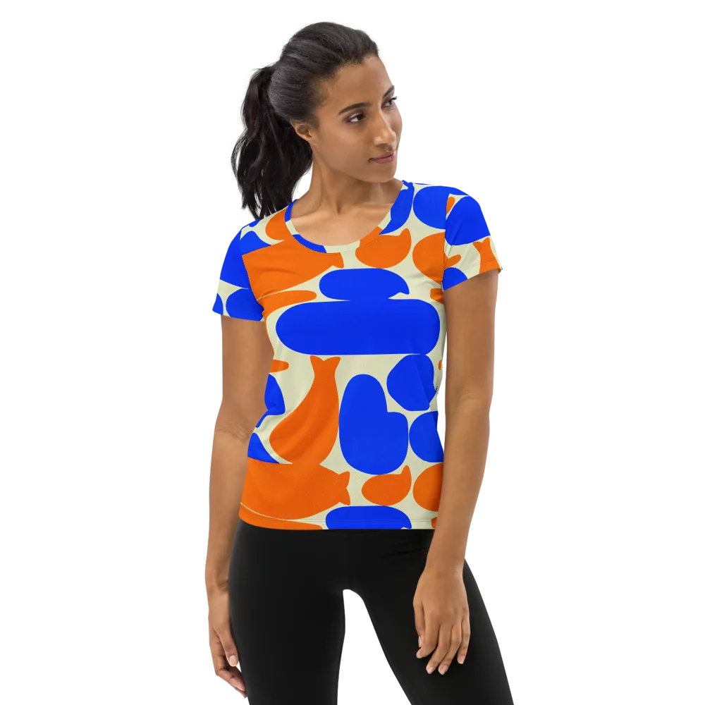Cobalt Tangerine Totem on Women's Athletic T-Shirt — Front