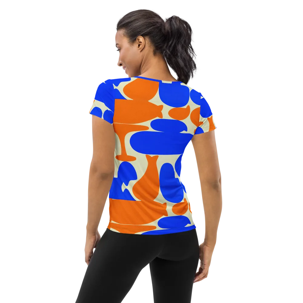 Cobalt Tangerine Totem on Women's Athletic T-Shirt — Back