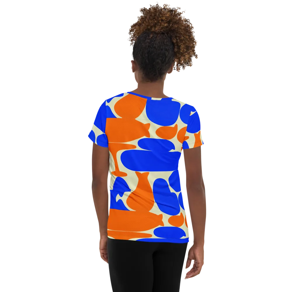 Cobalt Tangerine Totem on Women's Athletic T-Shirt — Back